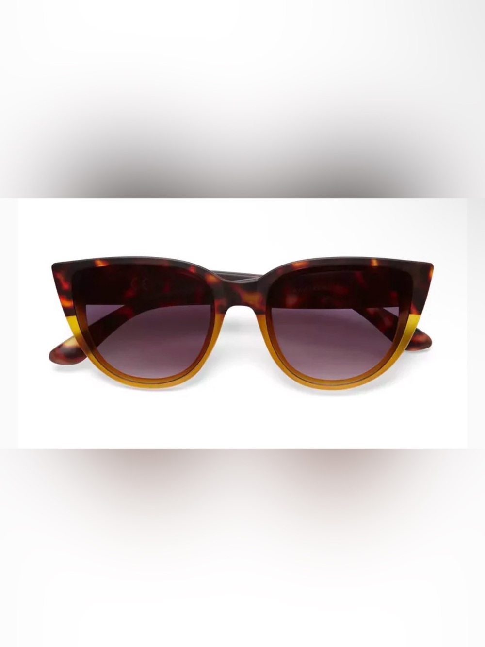 NWOT: Okkia Silvia Tortoiseshell Gradient Cat Eye Sunglasses, Havana Yellow